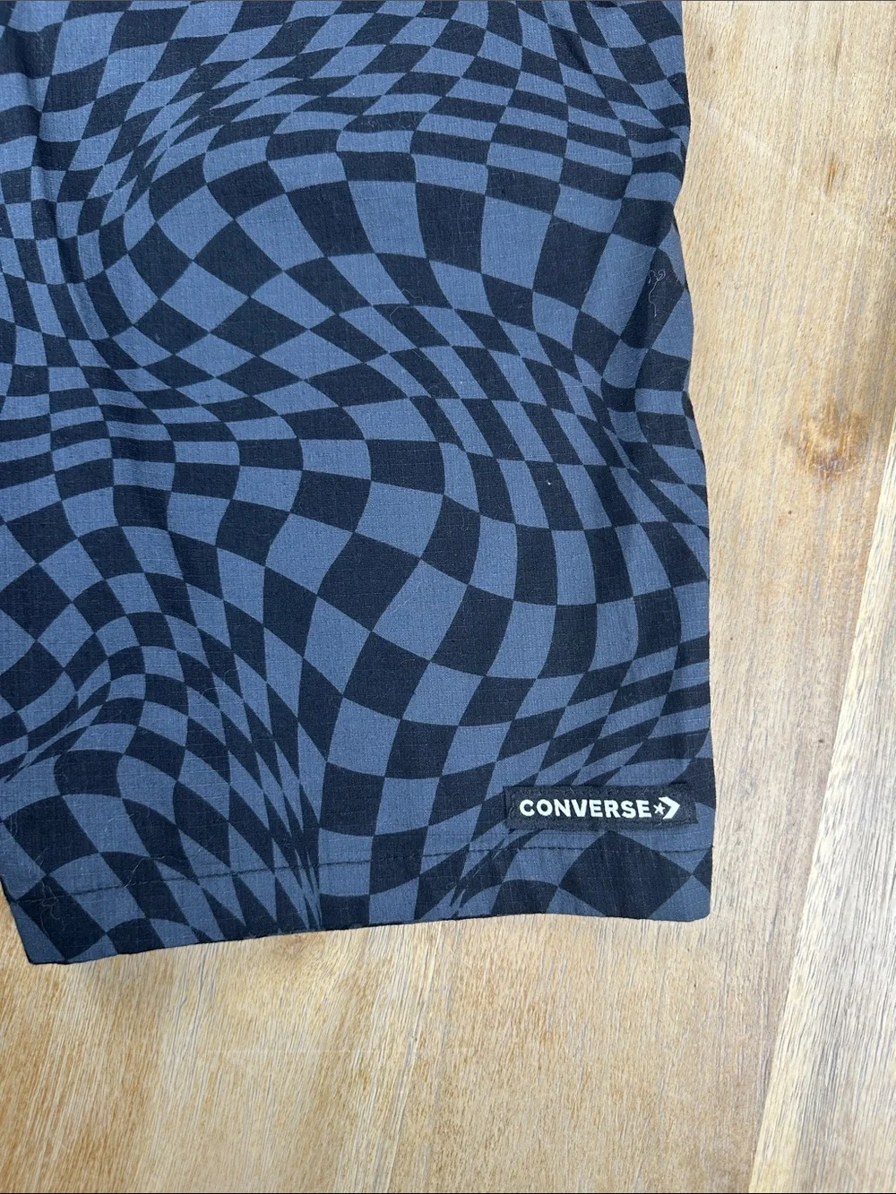 Converse Boys Black and Gray Optical Check Drawstring Shorts